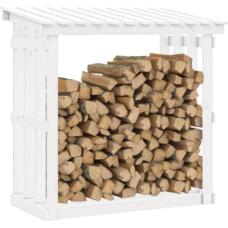 vidaXL Kaminholzregal Weiß 108x64,5x109 cm Massivholz Kiefer 822428 – Bild 3