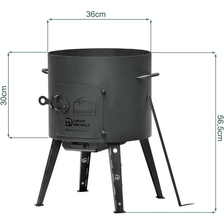 Ø40 Uchag 2mm stahl Utschak Utschag Campingofen 15L Gusseisen Kazan mit Gusseisen Deckel-Grillpfanne Kasan Feuerstelle Feldküche Außenküche Eintopfofen Gulaschkanone – Bild 8