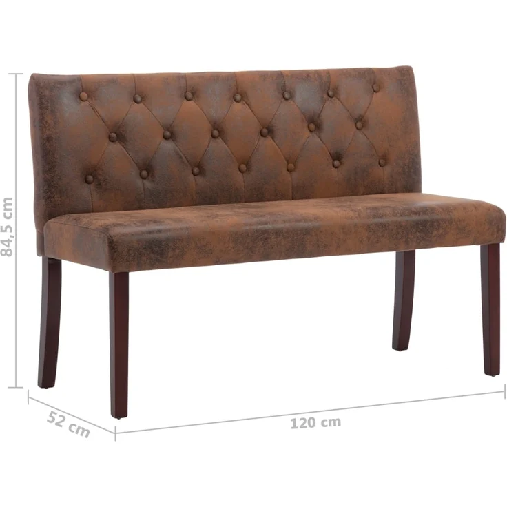 Sitzbank MAURI 120 cm Braun Wildleder-Optik | Küchenbank Esszimmerbank Flurbank mit Rückenlehne – Bild 8