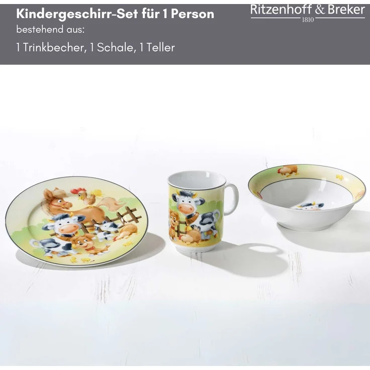 Ritzenhoff & Breker HOFTIERE Kindergeschirr Set 3-teilig – Bild 2