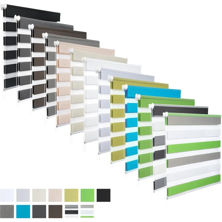 WOLTU Doppelrollo Klemmfix ohne Bohren Türkis B90 x H150 cm, Duo Rollo Zebrarollo Fensterrollo Klemmrollo Seitenzugrollo Easyfix lichtdurchlässig & verdunkelnd Rollos für Fenster und Tür – Bild 8