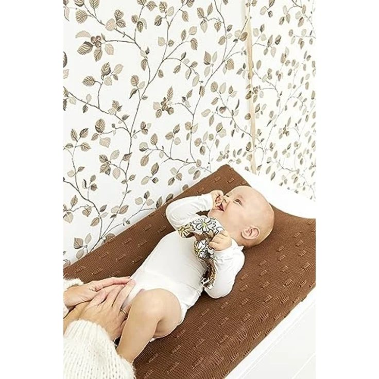 MEYCO Baby Knots Wickelauflagenbezug (weich und hautfreundlich, aus 100% Baumwolle, waschbar, einfache Pflege, trocknergeeignet, Größe: 50x70 cm), Schokolade – Bild 5