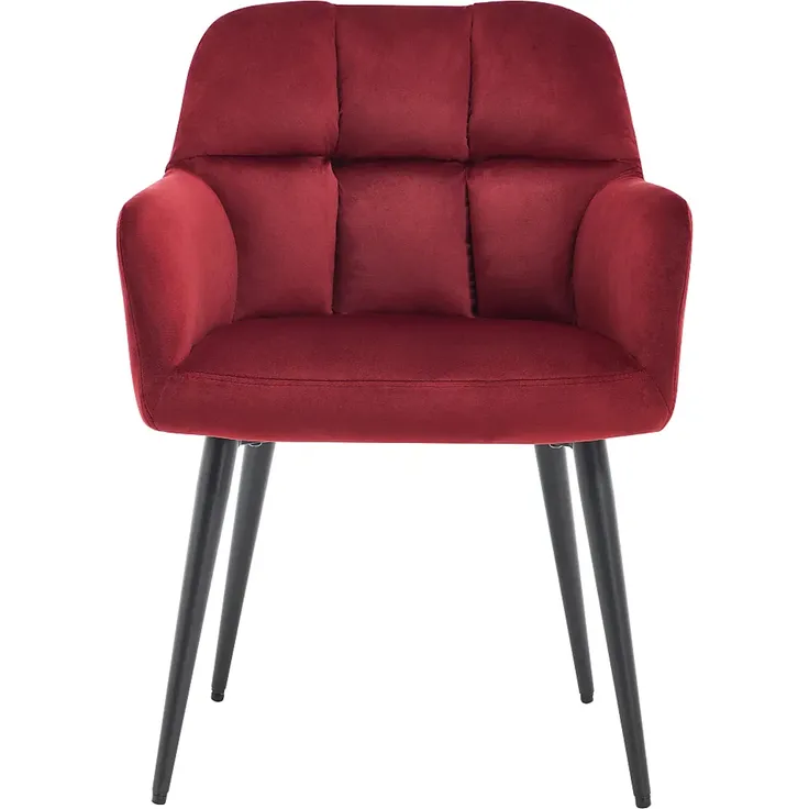 Vente-unique - PEGA Stuhl SamtStoff Rot - B 62 cm x H 78 cm x L 58,5 cm – Bild 3