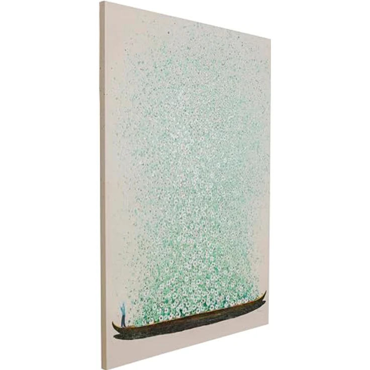 Kare Design Leinwandbild Flower Boat Beige/Grün, Gemälde, Pastellfarben, Asia-Stil, buntes Wandbild, Canvas-Leinwand, Massivholz Rahmen, handgemalte Details mit Acrylfarbe, Abstrakt, 160 x 120 x 3,5 cm – Bild 5