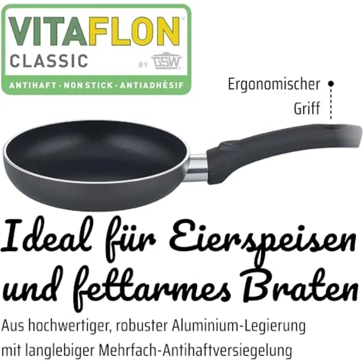 GSW Bratpfanne Cnuspa (Snackpfanne), Aluminium, VITAFLON® CLASSIC Versiegelung, Ø 16 cm, Induktion – Bild 3