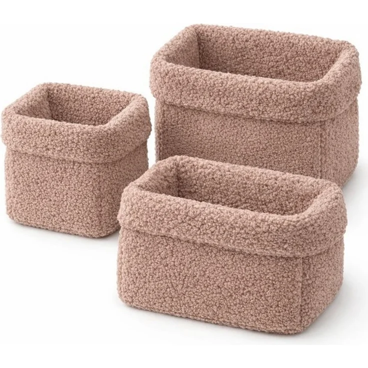 BABEES Dekokorb 3-er SET Organizer Utensilo Aufbewahrungskorb Wickeltisch Baby, BOUCLE Körbchen Wohnzimmer, Kinderzimmer, Badezimmer, Deko Korb – Bild 4