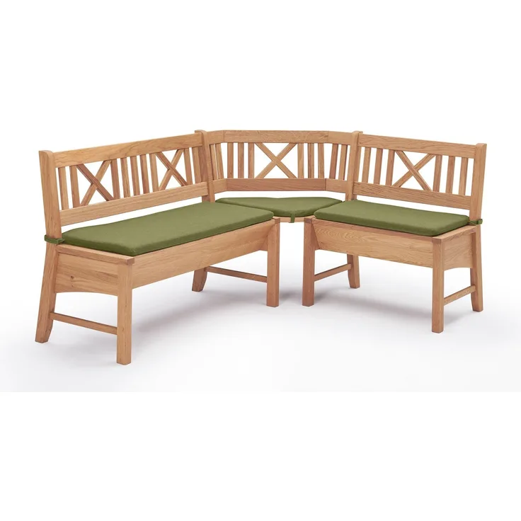 Eckbank Deborah aus Massivholz 204 x 177 x 87 Küchenbank massiv Buche lackiert/Grün 12147-204177-grün
