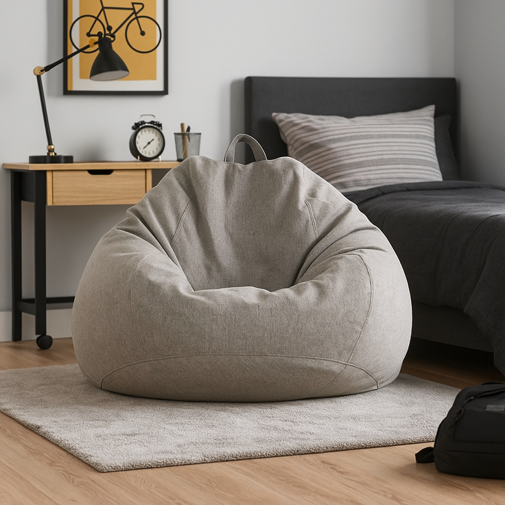AD.CON Sitzsack mit Füllung, Dunkelgrau, 80 x 90 x 50 185L, Styropor-Regranulat – Bild 5
