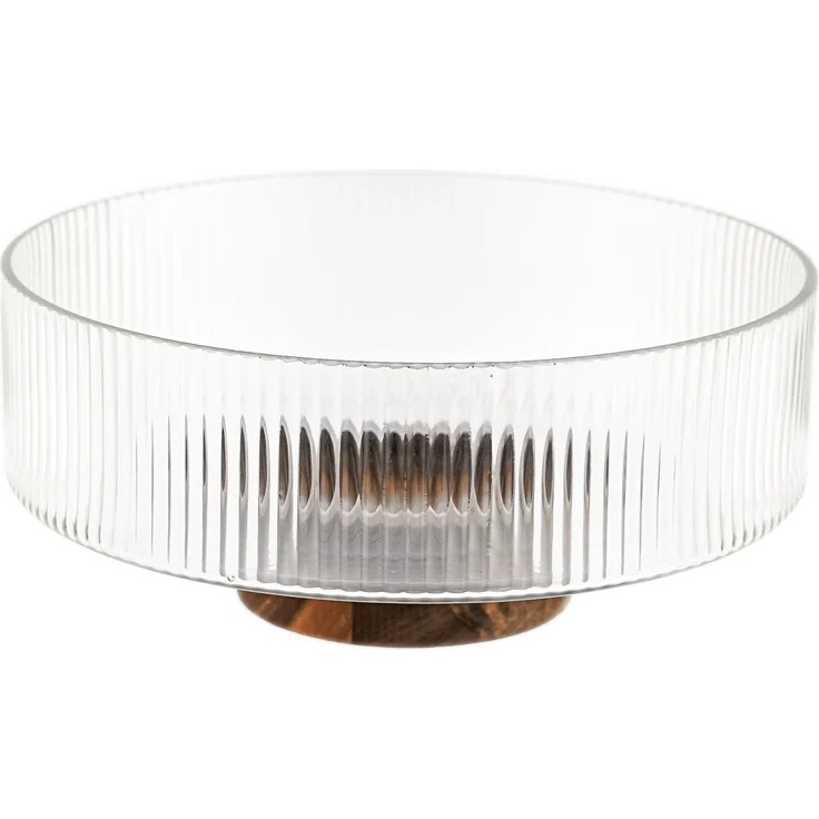 Terra Bowl Grande Glasschale mit Akazienholz - Servier- & Dekoschale, 26 x 11,5 cm – Bild 2