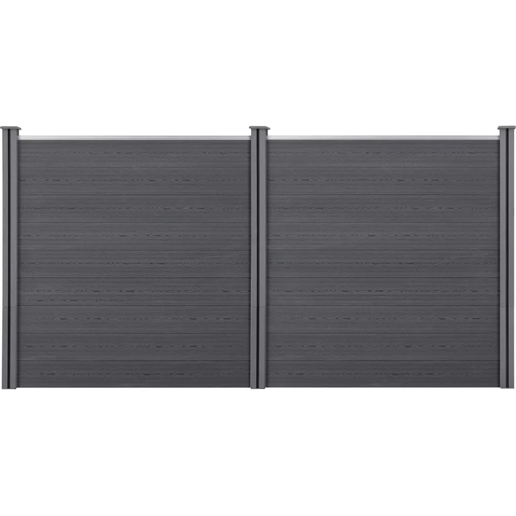 Gartenzaun Getafe WPC mit Pfosten 183x357 cm Grau neu. holz – Bild 1