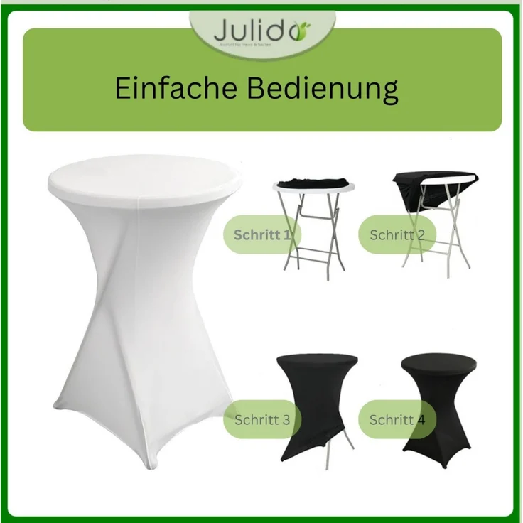 Julido Stehtischhusse Weiß Ø 60cm – Stretch Husse für Hochzeit, Party & Event – Bild 5