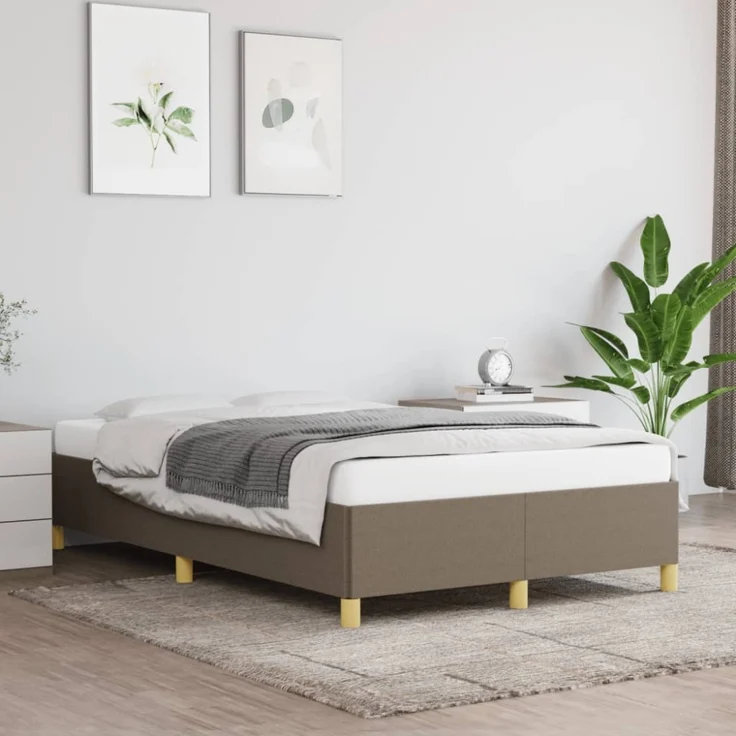 vidaXL Bettgestell ohne Matratze Taupe 120x190 cm Stoff 3269642 – Bild 2