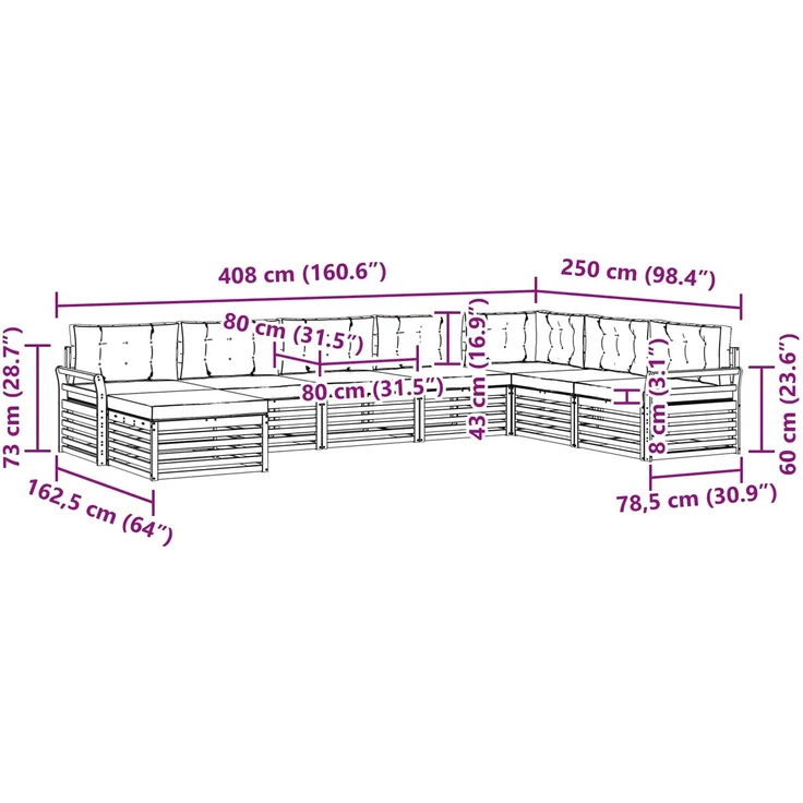 vidaXL Outdoor-Sofagarnitur 8 stk. 7-Sitzer Weiß und Anthrazit 3390967 – Bild 9
