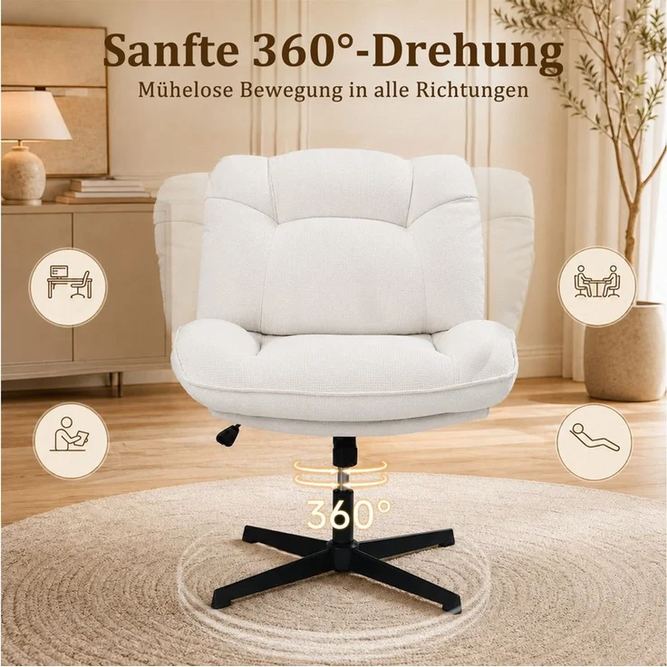 HomeMiYN Relaxsessel Relaxsessel mit Hocker, 360° drehbar, höhenverstellbar & Liegefunktion – Bild 3