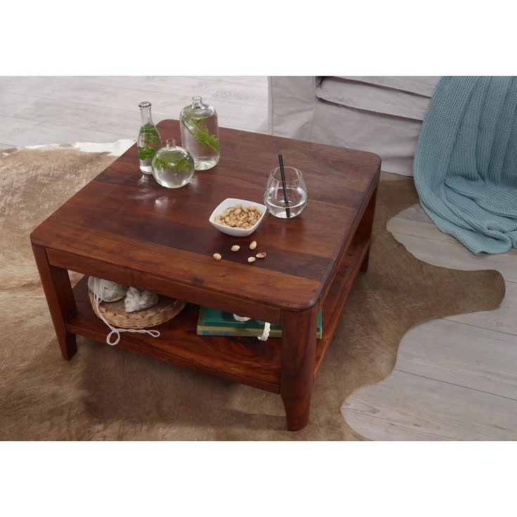 Couchtisch Sheesham70x70x40 walnuss geölt BROOKLYN #10 – Bild 2