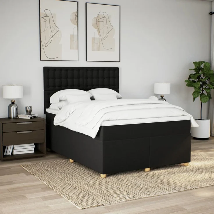 vidaXL Boxspringbett mit Matratze Schwarz 160x200 cm Stoff 3293647 – Bild 4