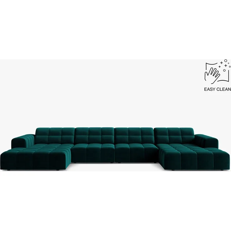 Micadoni Panorama Sofa Jennifer 6-Sitzer Samt Venus Dunkel Petrol
