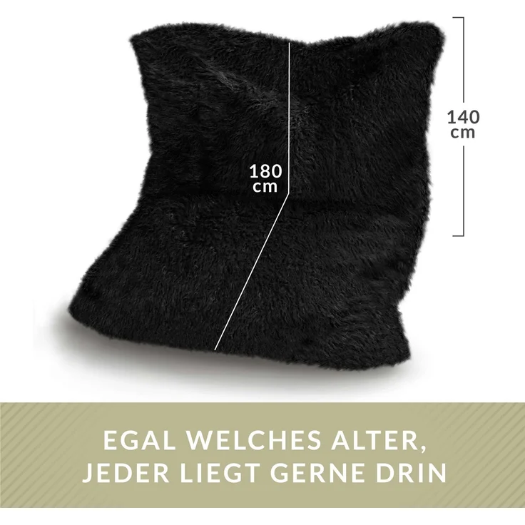 Green Bean® XXL-Sitzsack Fellotpik mit Füllmaterial (EPS Perlen - 380 Liter) - Indoor Maße ca 180 x 140 cm - Bean Bag - Schwarz – Bild 4