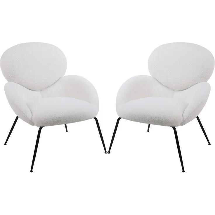 OKWISH Stuhl Loungesessel Fernsehsessel Polstersessel Polsterstuhl (Teddy Samt Ankleidestuhl mit Metallbeinen, Komfortabler Stuhl mit Armlehnen, Hochdichtem Schaumstoff und Modernem Design, 2 St)