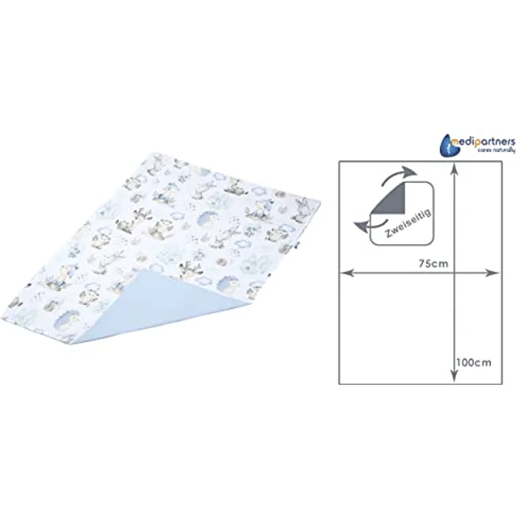 Medi Partners Babydecke Baby Decke Neugeborenen - Kuscheldecke Geschenk Babydecken 75x100cm für Kleinkinder Mädchen Krabbeldecke Kinderbett Kinderwagen 100% Baumwolle (REH und Igel mit blauem Minky) – Bild 4