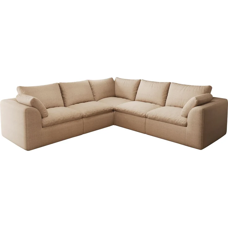 5-Sitzer Sofa, B 245 x T 245 x H 83 cm, mit Leinenbezug in Khaki – Bild 5