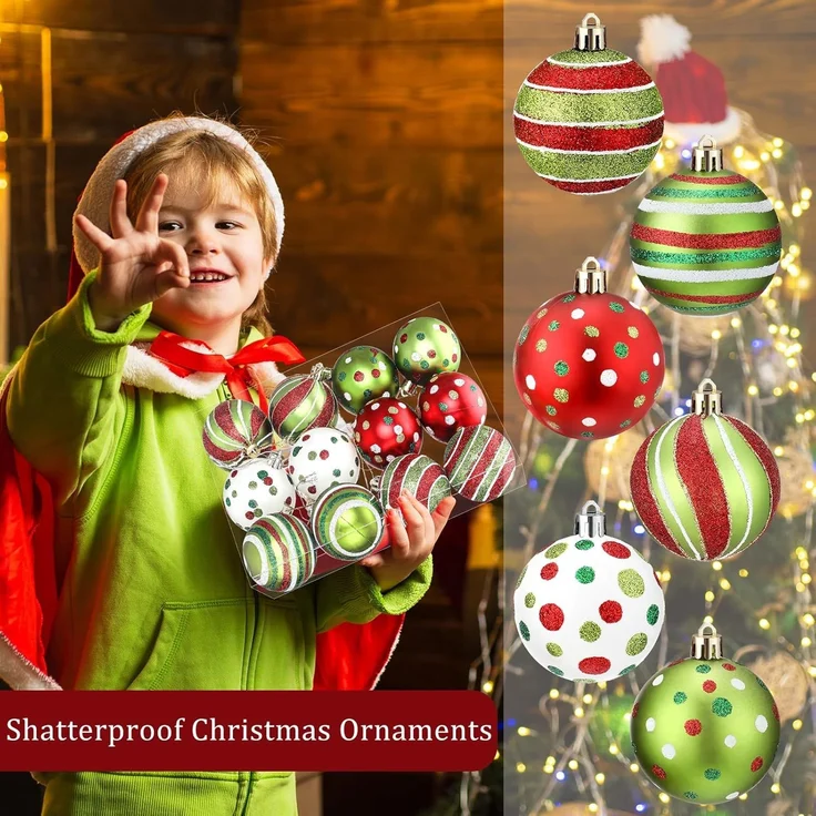 ABC 12-teiliges Dekokranz-Set, für Weihnachten, weiß, Kunststoff / Glas, 8 x 28 x 20 cm – Bild 5