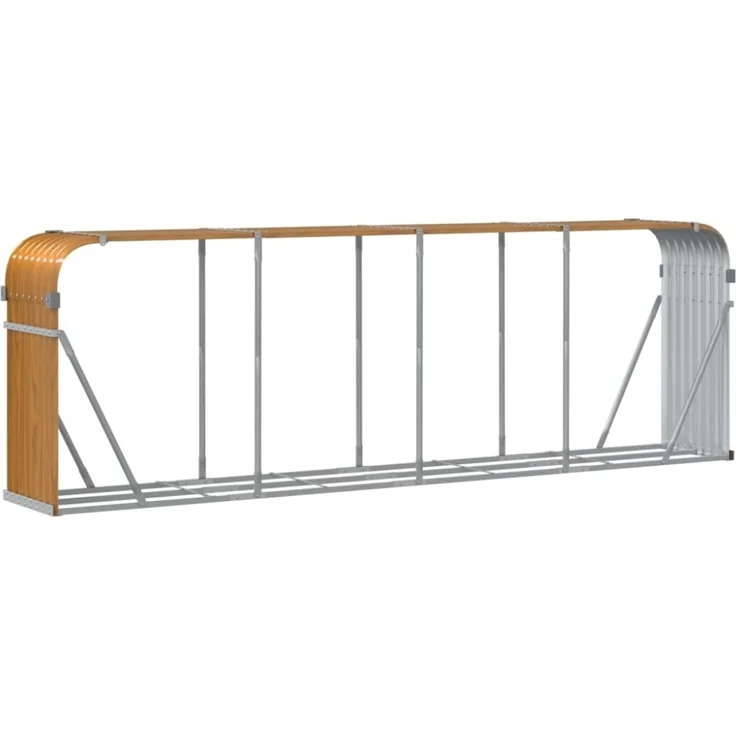 vidaXL Kaminholzunterstand Holzoptik 300x45x100 cm Verzinkter Stahl 364586 – Bild 2
