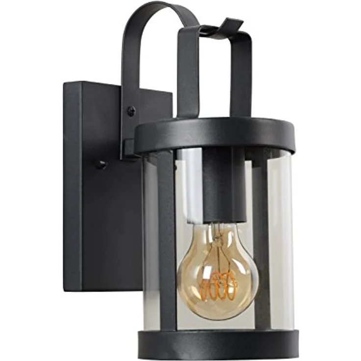 LUCIDE LINDELO Wandleuchte, Innen/Außen, 1xE27, IP23, Schwarz, aus Metall, dimmbar – Bild 2