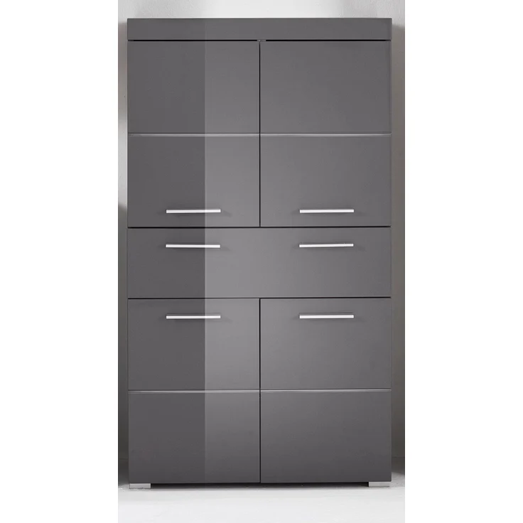 Trendteam 'Amanda' Midischrank, Holz, 132 x 31 x 73 cm, Grau Hochglanz – Bild 4