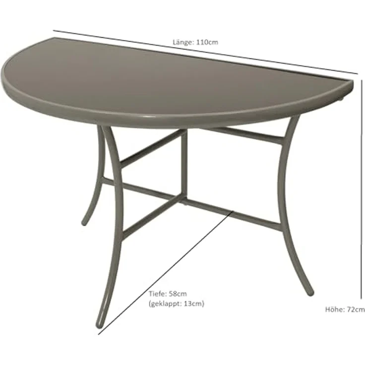 DEGAMO PALERMO Wandtisch, Alu + Metall + Glas, silbergrau/dunkelgrau, 110x58cm halbrund – Bild 2