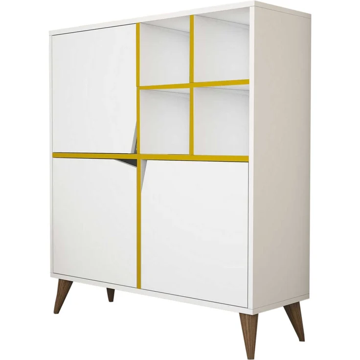 Skye Decor 'Pulse - White, Yellow' Mehrzweckschrank, Weiß / Gelb, 100 x 115 x 30 cm – Bild 4