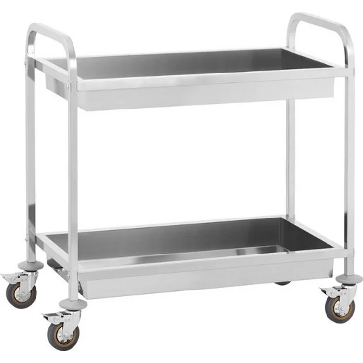 Royal Catering Servierwagen 2 Mulden Edelstahl Transportwagen Küchenwagen Gastro bis 320 KG – Bild 4