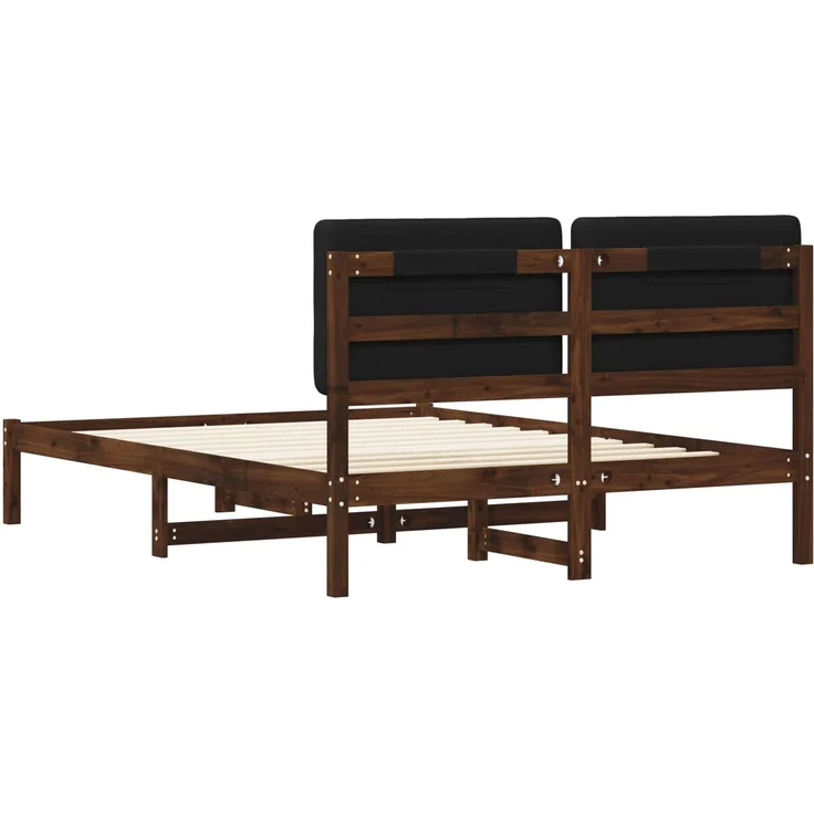 vidaXL Bettgestell mit gepolstertem Kopfteil Dunkelbraun und Schwarz 903984 – Bild 6