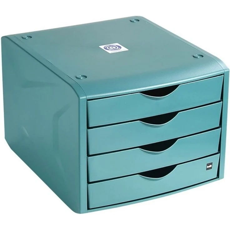 HELIT Schubladenbox the green chameleon, mit 4 Schubladen, geschlossen, stapelbar, Recycling-Kunststoff – Bild 4