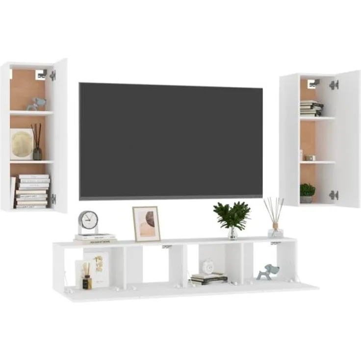 vidaXL 4-tlg. TV-Schrank-Set Weiß Spanplatte [3074455]