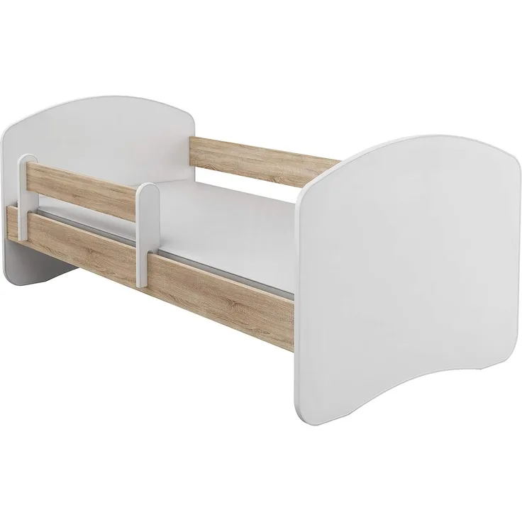 Kinderbett Jugendbett mit einer Schublade und Matratze Weiß ACMA II (140x70 cm, Eiche Sonoma)