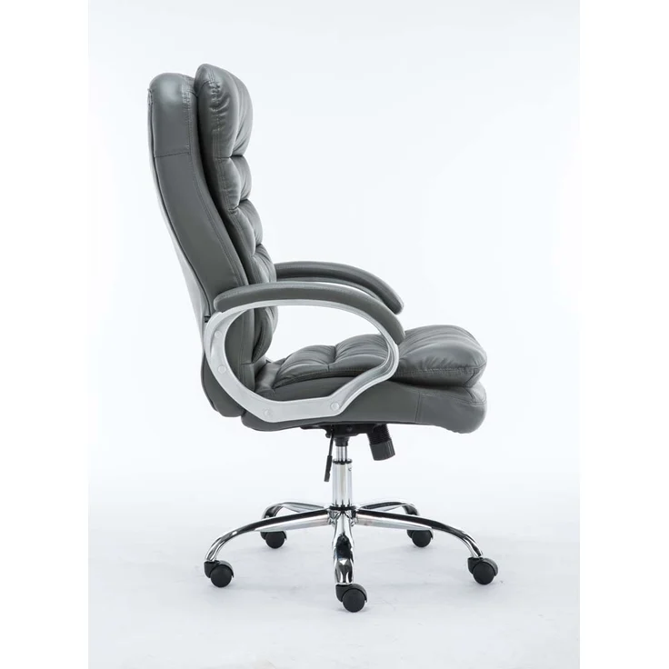DELUKE® Bürostuhl SOUK - 116x68x77, Grau Kunstleder Metall in Chromoptik Gestell ergonomische Bürostühle Homeoffice Stuhl mit Rollen – Bild 6