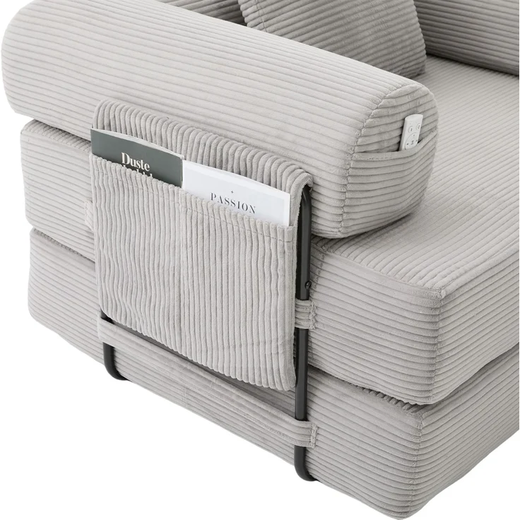 ZUBALIYA Ecksofa 94x67 cm, mit Ablageflächen, mit Cordbezug, mit breiten Armlehnen, modular aufgebaut, mit Schaumstoffpolsterung – Bild 22