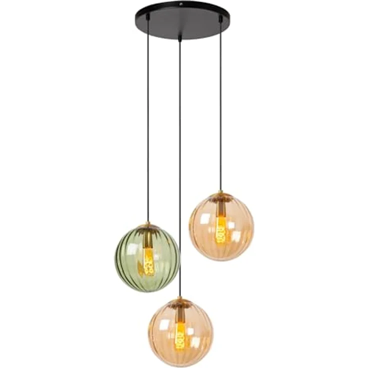 Lucide MONSARAZ Pendelleuchte, Ø 35 cm, 3xE27, grün, höhenverstellbar, dimmbar – Bild 1