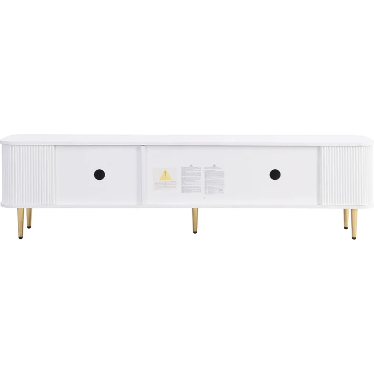 TV-Schrank Weiß mit Goldgriffen 170 x 34 x 45 cm Moderner Lowboard TV-Möbe,mit 2 Türen und 2 Schubladen – Bild 10