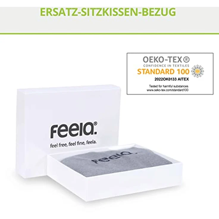 feela.® Sitzkissen-Bezug für Orthopädisches Sitzkissen, Dunkelgrau, Baumwolle, waschbar und rutschfest, geeignet für alle Härtegrade – Bild 2