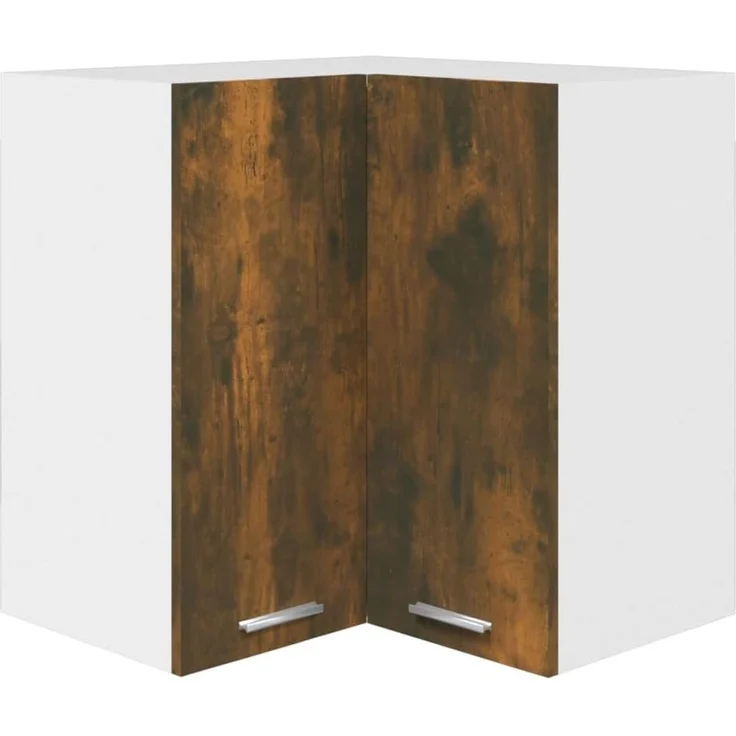 vidaXL Eck Hängeschrank, Wandschrank für Küche, Eckschrank mit viel Stauraum, Küchenschrank Schwebeschrank Küchenmöbel, Räuchereiche Holzwerkstoff – Bild 1