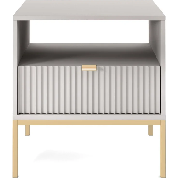 Selsey 'Vellore' Nachttisch mit Schublade, Grau mit goldenen Beinen, ca. 56 x 54 x 39 cm – Bild 2