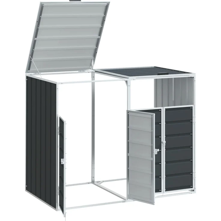 vidaXL Mülltonnenbox für 2 Tonnen Anthrazit 144x81x113 cm Stahl 4006177 – Bild 3