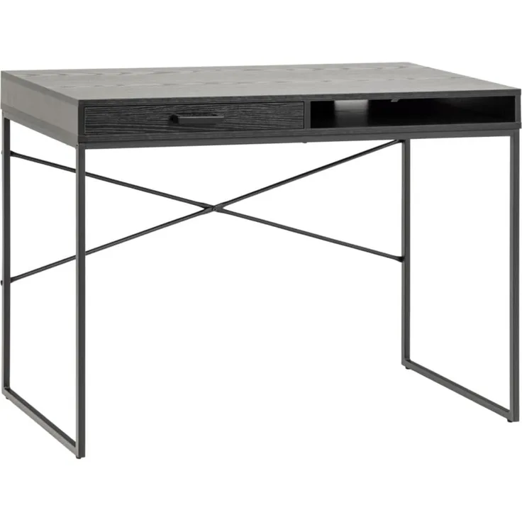 Schreibtisch Seaford, Breite 1100 Schwarz Mit Schublade & Fach