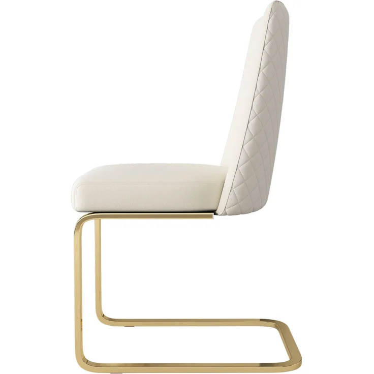 Esszimmerstuhl 2er-Set 88×52×45 cm – Samt in Beige mit diamantförmiger Rückenlehne und Metallbeinen – Bild 10