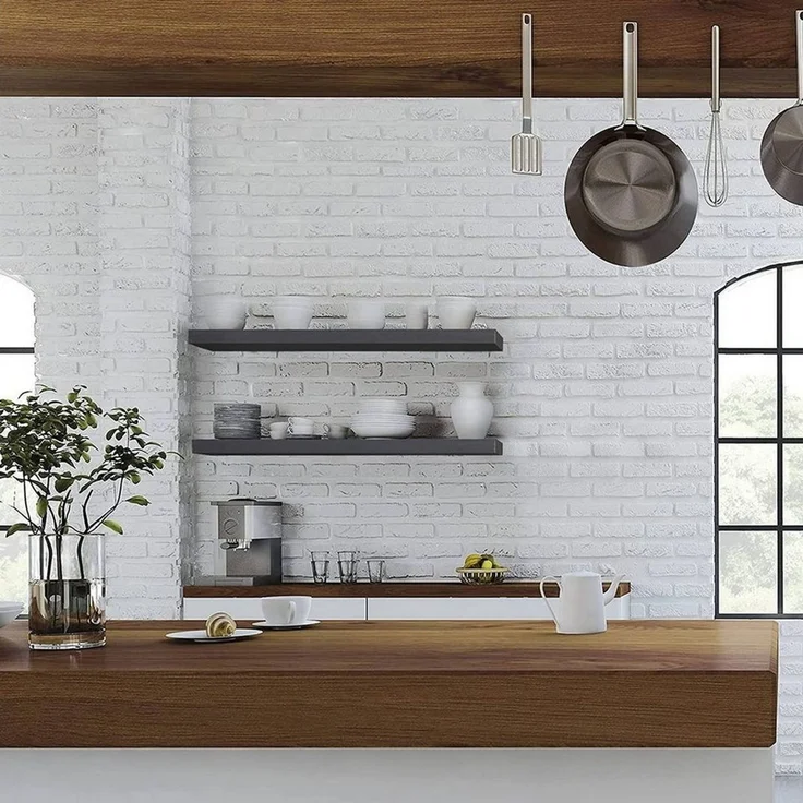 Woltu Wandregal, 2er-Set Wandboard CD DVD Regal Bücherregal Holz Board – Bild 2