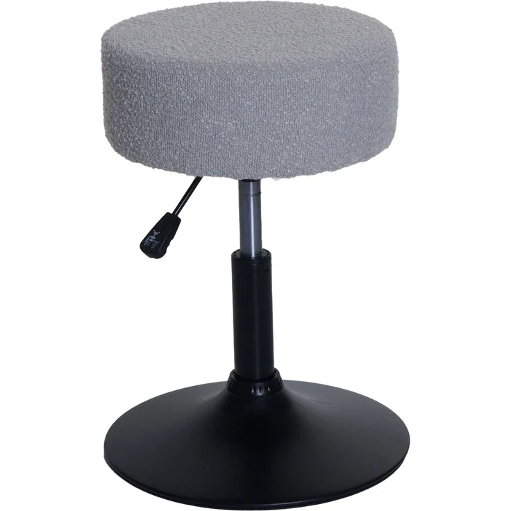 Hocker HWC-C22, Sitzhocker Schminkhocker, höhenverstellbar drehbar Ø 37cm Stoff Bouclé (450g/m²) FSC® ~ grau – Bild 7