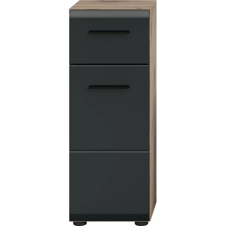 Standschrank (B/H/T: 30x80x30 cm) in schwarz matt und Nox Oak Nachbildung – Bild 2