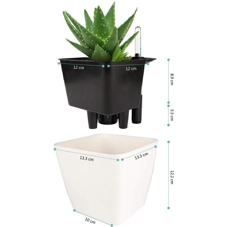 T4U 13cm Blumentopf Selbstbewässerung Weiß 3er-Set Pflanztopf – Bild 5